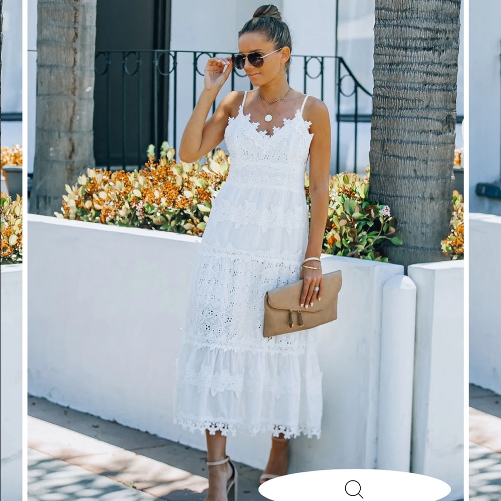 Vici Devoted Cotton Lace Eyelet midi dress